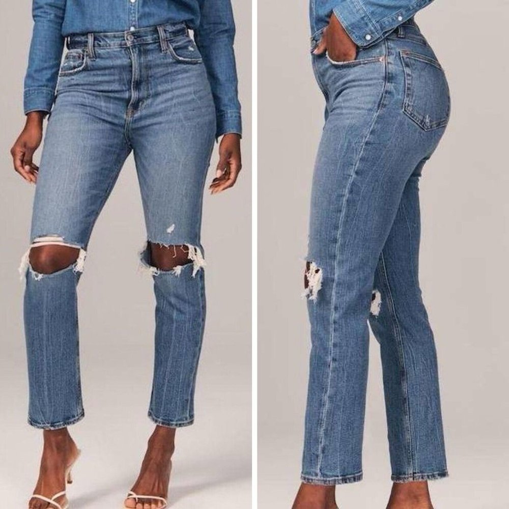 Abercrombie and Fitch Jeans Ankle Straight Ultra High Rise Curve Love 31 short